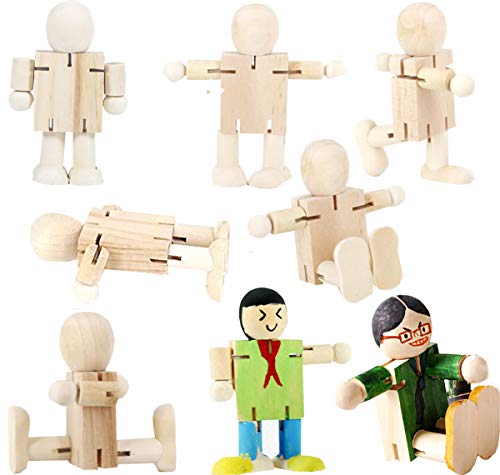 8PCS Madera sin acabado Liuer Muñeca de Madera Naturales Non Perforado Para Manualidades Pintar Diy Artesanías Decoraciones Navidad Hogar Adornos,Ajustable