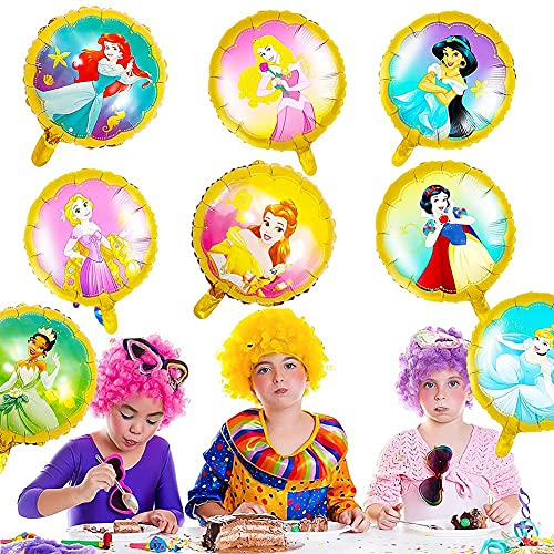 8PCS Princesa Globo, Globos de cumpleaños,Globos de Aluminio, Decoraciones de cumpleaños para niñas, Puede Usar para cumpleaños, Bodas, 18 Pulgadas