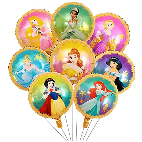 8PCS Princesa Globo, Globos de cumpleaños,Globos de Aluminio, Decoraciones de cumpleaños para niñas, Puede Usar para cumpleaños, Bodas, 18 Pulgadas