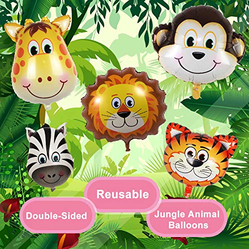 9 globos de animales, tigre vaca mono jirafa/cebra/cerdo/león/burro/perro helio cabeza de animal, kit de globos helio granja zoológico safari globos para fiestas infantiles decoraciones baby shower