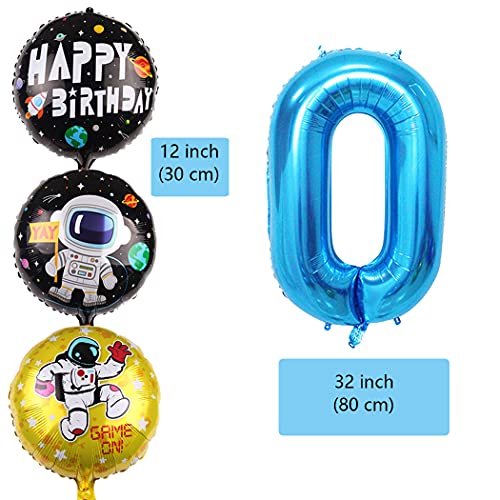 Aabellay Globos de astronauta con forma de cohete para decoración de fiestas de cumpleaños, papel de aluminio, número de helio global para niños y fiestas, color azul 3