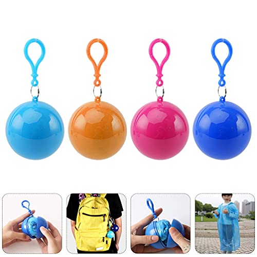 Abaodam Chubasquero Portátil de 4 Piezas en Poncho de Lluvia de Bola de Llavero con Capuchas Y Mangas Impermeable Chaqueta de Lluvia para Camping Ciclismo Viajes Lluviosos