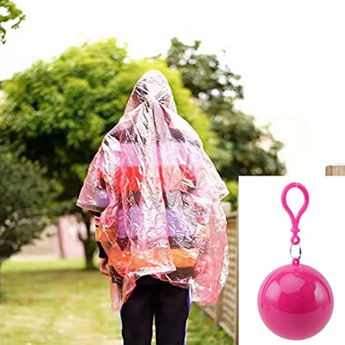 Abaodam Chubasquero Portátil de 4 Piezas en Poncho de Lluvia de Bola de Llavero con Capuchas Y Mangas Impermeable Chaqueta de Lluvia para Camping Ciclismo Viajes Lluviosos