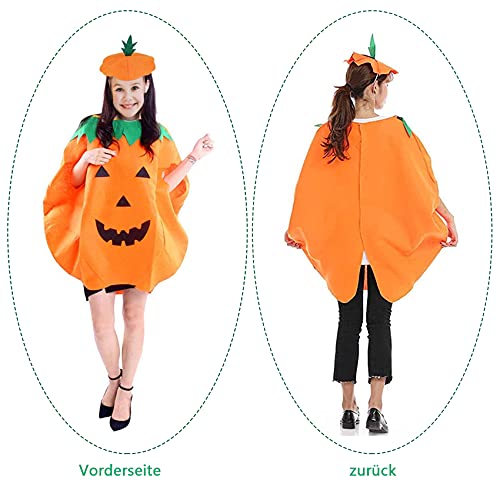 Abnaok Disfraz infantil de calabaza, abrigo de calabaza con sombrero para Halloween, cosplay, fiesta, calabaza para vacaciones, fiestas infantiles