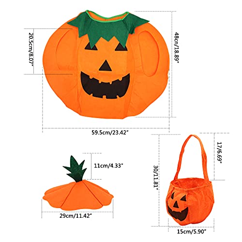 Abnaok Disfraz infantil de calabaza, abrigo de calabaza con sombrero para Halloween, cosplay, fiesta, calabaza para vacaciones, fiestas infantiles