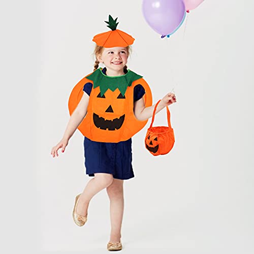 Abnaok Disfraz infantil de calabaza, abrigo de calabaza con sombrero para Halloween, cosplay, fiesta, calabaza para vacaciones, fiestas infantiles