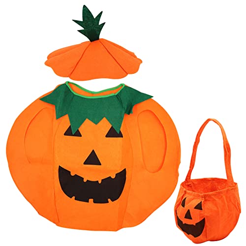 Abnaok Disfraz infantil de calabaza, abrigo de calabaza con sombrero para Halloween, cosplay, fiesta, calabaza para vacaciones, fiestas infantiles