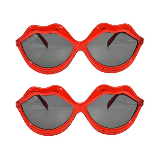 ABOOFAN 2 Piezas de Gafas de Sol Hippie Amor Gafas con Forma de Labios Funky Retro Disfraz Gafas de Sol Novedad Gafas para Fiesta Pareja Suministros de Disfraces Baile Rojo