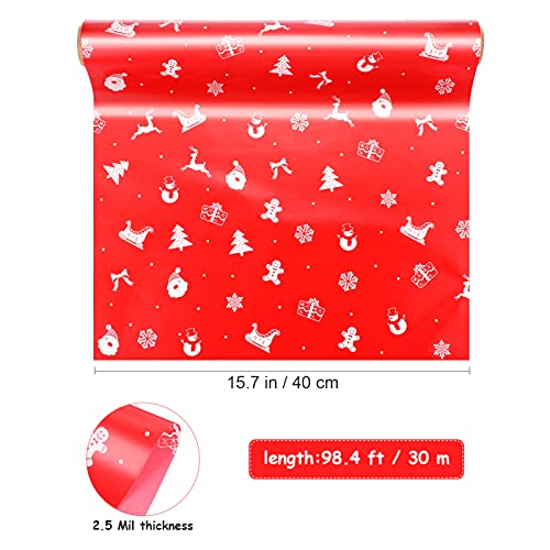 ABOOFAN Papel para Envolver Navidad Celofán Rollo de Envoltura de Regalo Santa Claus Navidad Elk Muñeco de Nieve Trineo Copo de Nieve Decoración de Árbol de Navidad Bastones de