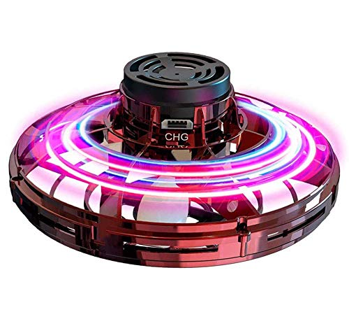 Abree Flying Toys para Adultos y niños con Carga USB Mini UFO Drone Spinner Manual con Luces LED RGB giratorias y Brillantes de 360 ° (Red)