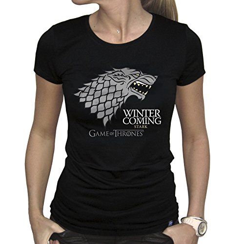 ABYstyle- Game of Thrones Abysse Juego de Tronos Invierno está llegando Manga Corta Mujer Camiseta Básica, Negro, Pequeña, Color, S (ABYstyleABYTEX241-Small)