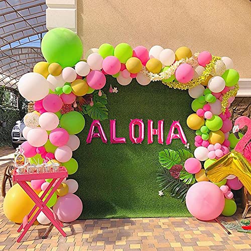 AcnA Decoracion Hawaiana Fiesta, Hawaiana Tropical Fiesta Decoración Aloha Pancarta Hawaiano Cumpleaños Globos Verano con Flamenco de piña Globos para Luau Fiesta hawaiana Decoraciones de la Selva