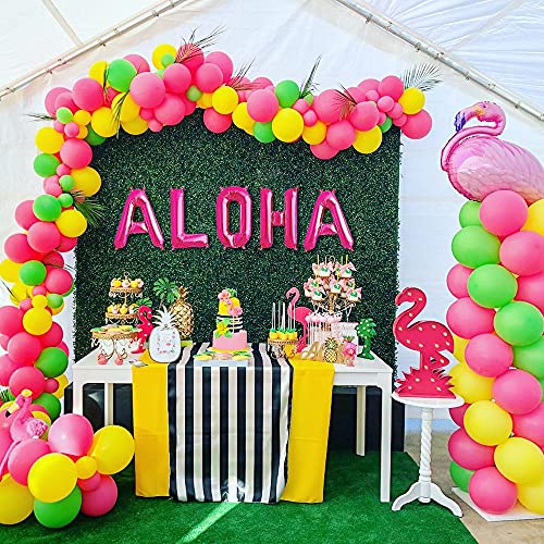 AcnA Decoracion Hawaiana Fiesta, Hawaiana Tropical Fiesta Decoración Aloha Pancarta Hawaiano Cumpleaños Globos Verano con Flamenco de piña Globos para Luau Fiesta hawaiana Decoraciones de la Selva