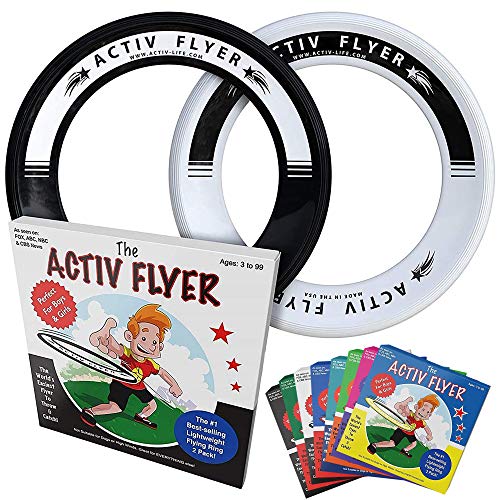 Activ Life Set de 2 frisbis [Blanco/Negro]. Artículos de Juguete para Playa y Piscina. Juegos Divertidos de Agua en la Arena o césped. Imprescindibles de familias con niños para Jugar al Aire Libre.