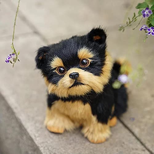 Adornos de Perro de Simulación Estatua de Cachorro Sala de Estar Muebles para el Hogar Decoraciones de Jardín al Aire Libre Escultura de Yorkshire Terrier, 6.6 Pulgadas