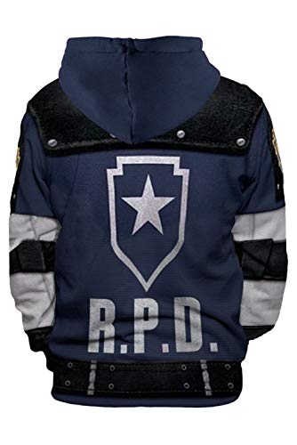 Adulto Disfraz de Leon Scott Kennedy Unisex Juego Cosplay R.P.D Sudadera con Capucha Impresion, XXL