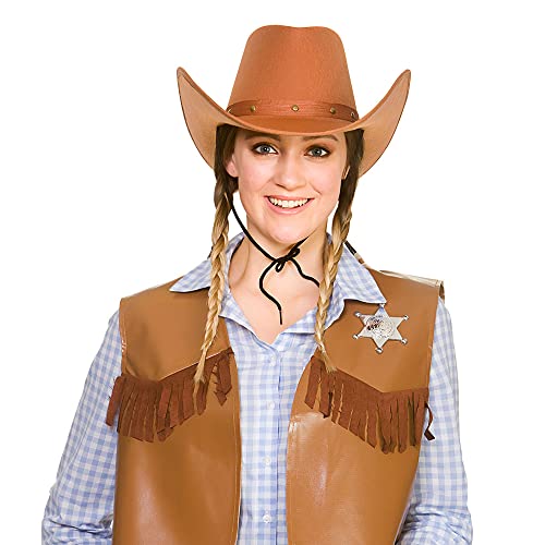 Adults Brown Country Western Texan Cowboy Fancy Dress Accessory Hat