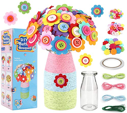 Afufu Juegos de Manualidades Niños 5 6 7 8 9 10+ Años, Bricolaje de Juguete Florero y Flores Crafting Kit, Creativo Set de Artesanía Haga su Propio Ramo de Flores, Cumpleaños Navidad Regalo para Niñas