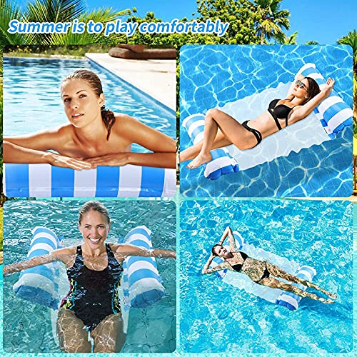 AHOMG Hamaca Flotante, Piscina Colchón Hinchable Agua, 2 piezas, Flotador de piscina inflable con hamaca 4 en 1, con bomba de aire, Tumbona de piscina premium, Hamaca de piscina multiusos (N)