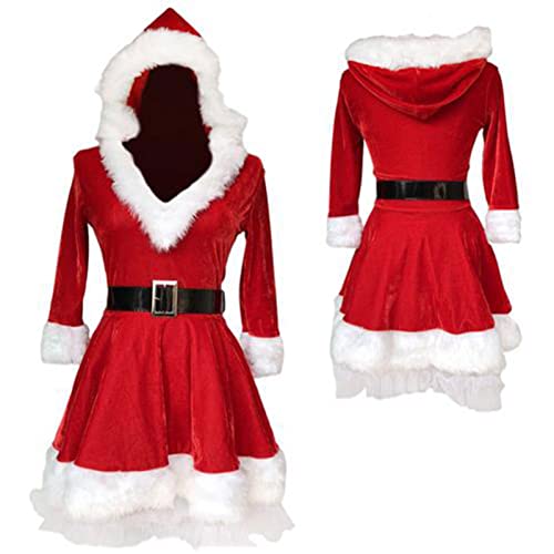 AIHOME Disfraz de Navidad para niños, disfraz de la señora Claus para niñas, vestido rojo o verde, disfraz de Navidad, traje de Papá Noel