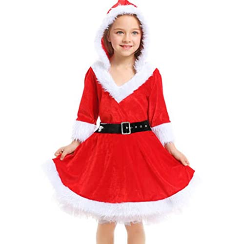 AIHOME Disfraz de Navidad para niños, disfraz de la señora Claus para niñas, vestido rojo o verde, disfraz de Navidad, traje de Papá Noel