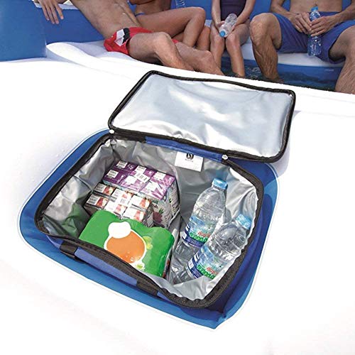 AIZYR Isla Flotante De La Brisa Tropical Balsa, Flotador De Piscina Inflable Gigante para Adultos, Incluye Canopy, Portavasos, Bolsa De Enfriamiento, Salón para hasta 6 Personas