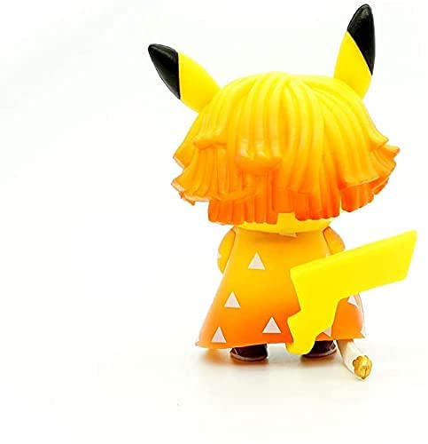 AJINWEE Figuras de acciones de Demon Slayer Pikachu Cosplay Agatsuma Zenitsu Figura de estatuas de Kimetsu no Yaiba Colección Regalos de cumpleaños 4 pulgadas PVC (Agatsuma Zenitsu)