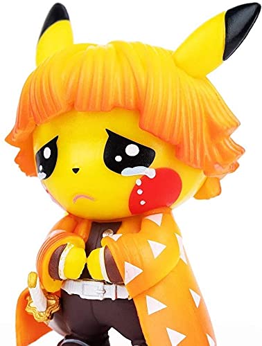 AJINWEE Figuras de acciones de Demon Slayer Pikachu Cosplay Agatsuma Zenitsu Figura de estatuas de Kimetsu no Yaiba Colección Regalos de cumpleaños 4 pulgadas PVC (Agatsuma Zenitsu)