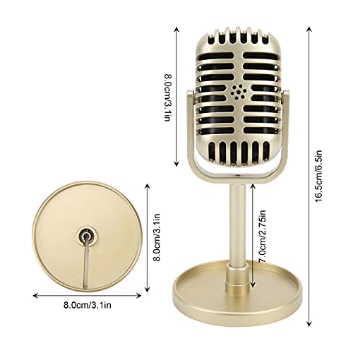 Akozon Accesorios de micrófono Retro, Modelo de micrófono de Apoyo clásico, micrófono de plástico Vintage, decoración de Mesa de Escenario para filmar espectáculos de Danza(Oro)