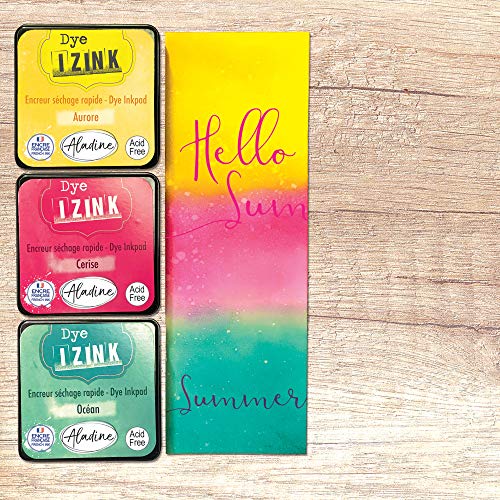 Aladine Izink Dye – Tinta de Secado rápido para Sellos y Plantillas – Álbum de Recortes y Tarjetas Creativas – Tinta Francesa – Tamaño M – 5 x 5 cm – Color Verde Esmeralda