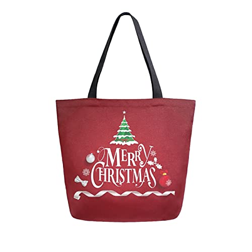 ALAZA Merry Tree - Bolsas de compras reutilizables de color rojo