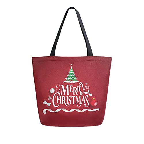 ALAZA Merry Tree - Bolsas de compras reutilizables de color rojo