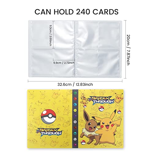 Álbum Titular de Tarjetas, Carpeta Pokemon Tarjetas, Album Protectora de Doble Cara de Tarjeta Pokemon, Libro de Cartas GX EX Colección, 30 páginas 240 Tarjetas Capacidad