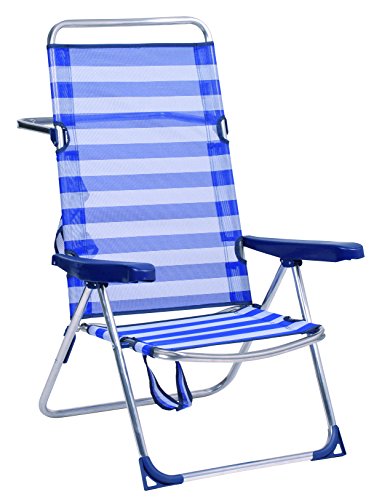 Alco-670ALF-0056 Silla Playa Alta, fibreline, Color Rayas Azules y Blancas, 95x65.5x13.5 cm (1-670)