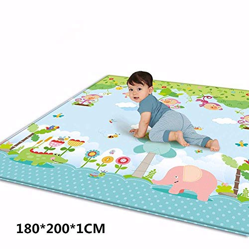 Alfombra plegable para bebé, tamaño grande, de espuma gruesa para bebé, alfombra suave, doble cara, impermeable, portátil para gatear (79 x 71 x 0.4 pulgadas)