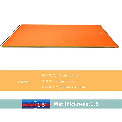 Alfombrilla De Agua Flotante, 9 X 3 Pies, Aqua Lily, Extra Flotante, 3 Capas De Espuma Duradera Para Fiestas Isla Para Piscinas Lagos Playas Océano En Barco Y Relajación Apto Para 1-2 Personas,Naranja