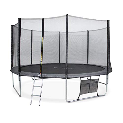 Alice's Garden Cama elástica, Trampolín de 430 cm, aguanta hasta 150 kg (Estructura Reforzada). Incluye: Escalera + Funda Protectora + Bolsillo para Zapatos + Kit de Anclaje - Venus XXL