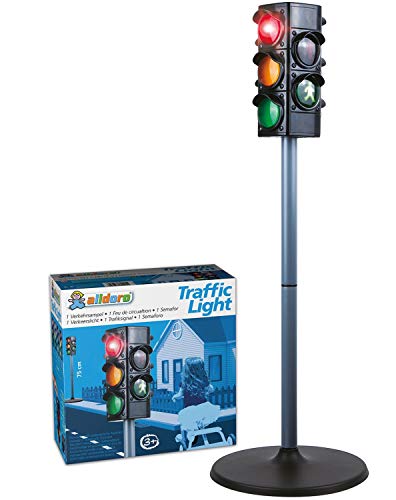 alldoro 60095 – Timbre de tráfico con Soporte, Aprox. 75 cm, de plástico, señal de tráfico, 2 Modos para Aparcamiento, Bicicleta, Escuela, Traffic Light para niños a Partir de 3 años