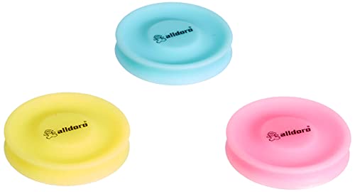 alldoro 63058 - Juego de 6 Discos de Lanzamiento (6,5 cm de diámetro, Silicona Suave, Alcance de hasta 60 m, para niños, Adultos y Perros, Amarillo, Rosa, Naranja y Azul)