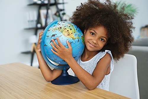 alldoro 68620 3D Lexi Ø 25 cm con Smartphone IQ Globe App Globe luminoso con lámpara LED sin cable, globo terráqueo infantil con animales, mapa del mundo geográfico iluminado, niños a partir de 3 años