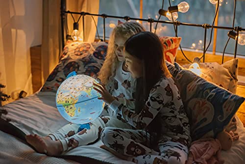 alldoro 68620 3D Lexi Ø 25 cm con Smartphone IQ Globe App Globe luminoso con lámpara LED sin cable, globo terráqueo infantil con animales, mapa del mundo geográfico iluminado, niños a partir de 3 años