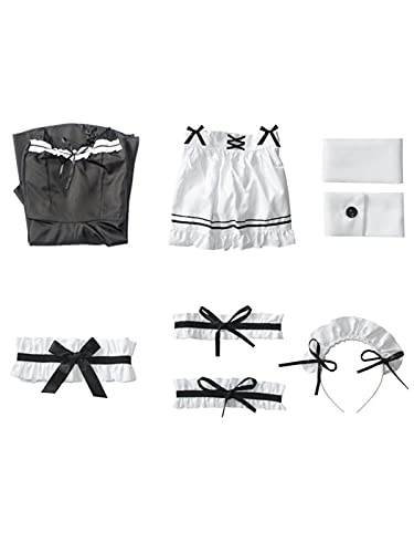 Allowevt Lolita Cosplay Vestido, Lolita Lindo Maid Disfraces Japonés Anime, Cosplay Uniforme Vintage Fancy Fancy Dress Blanco y Negro, para Nikki-Dress Up Queen Maid Outfit everyday