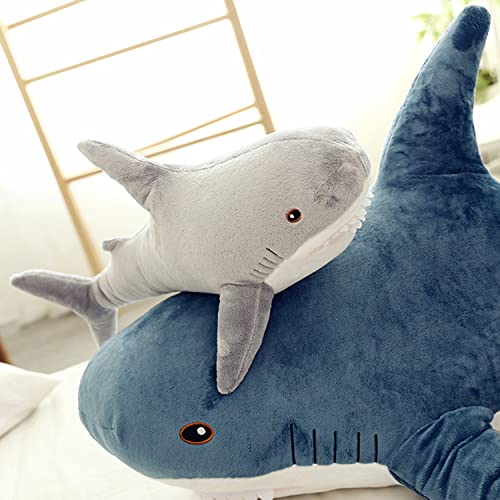 Almohada de Felpa de Tiburón Gigante, Juguete Suave, Almohada de Animal de Tiburón Azul, Cómoda Almohada para Dormir, Cojín Trasero, Muñeca, Regalo para Niños (60cm/23.62inch, Blue)