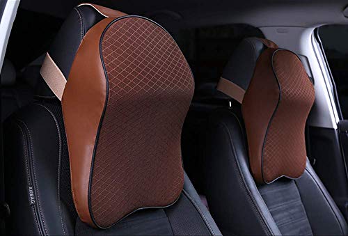 Almohada para el cuello del asiento del automóvil - Almohadilla para la cabeza para conducir / oficina / viajes - Cuero artificial + Espuma viscoelástica + Correa ajustable - Aliviar el dolor (1PCS),