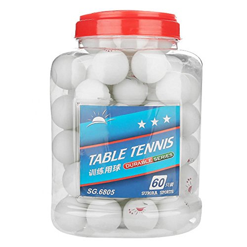 Alomejor Mesa de Ping Pong 60 Piezas, 3 Estrellas, 40 mm, Pelotas de Ping Pong para Entrenamiento de la Competencia, Entretenimiento(White)