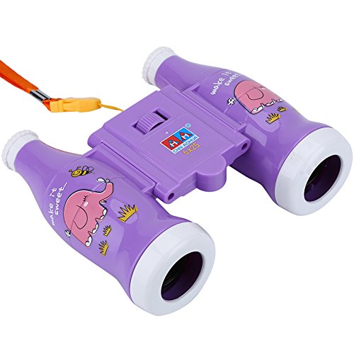 Alomejor Mini prismáticos Ligeros de los prismáticos de los niños de 6 Veces con la Correa para el Juguete Preescolar Educativo de los niños(Purple)