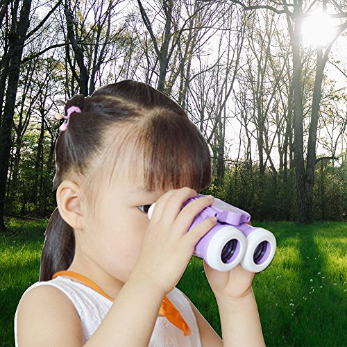 Alomejor Mini prismáticos Ligeros de los prismáticos de los niños de 6 Veces con la Correa para el Juguete Preescolar Educativo de los niños(Purple)