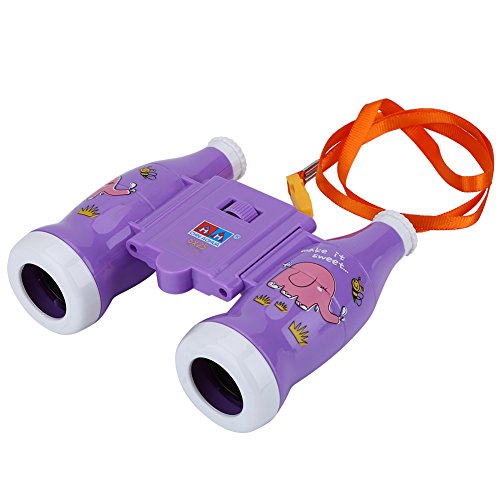 Alomejor Mini prismáticos Ligeros de los prismáticos de los niños de 6 Veces con la Correa para el Juguete Preescolar Educativo de los niños(Purple)