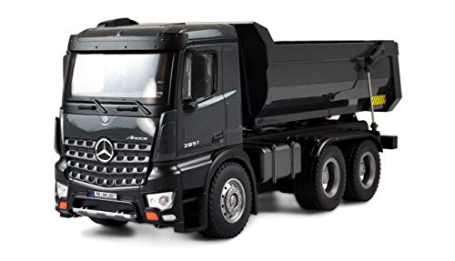 Amewi 22504 Mercedes Benz Camión Kipper Pro Metal V2 V2 vehículo con Licencia teledirigido RTR 2,4 GHz, batería Adicional Gris