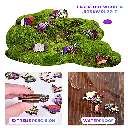 AMGELEMM Rompecabezas de Madera, Puzzle de Madera Piezas Animales 3D para Adultos y Niños, Rompecabezas de Formas únicas, Puzzles Animal Madera, Colección de Juegos Familiares Regalo